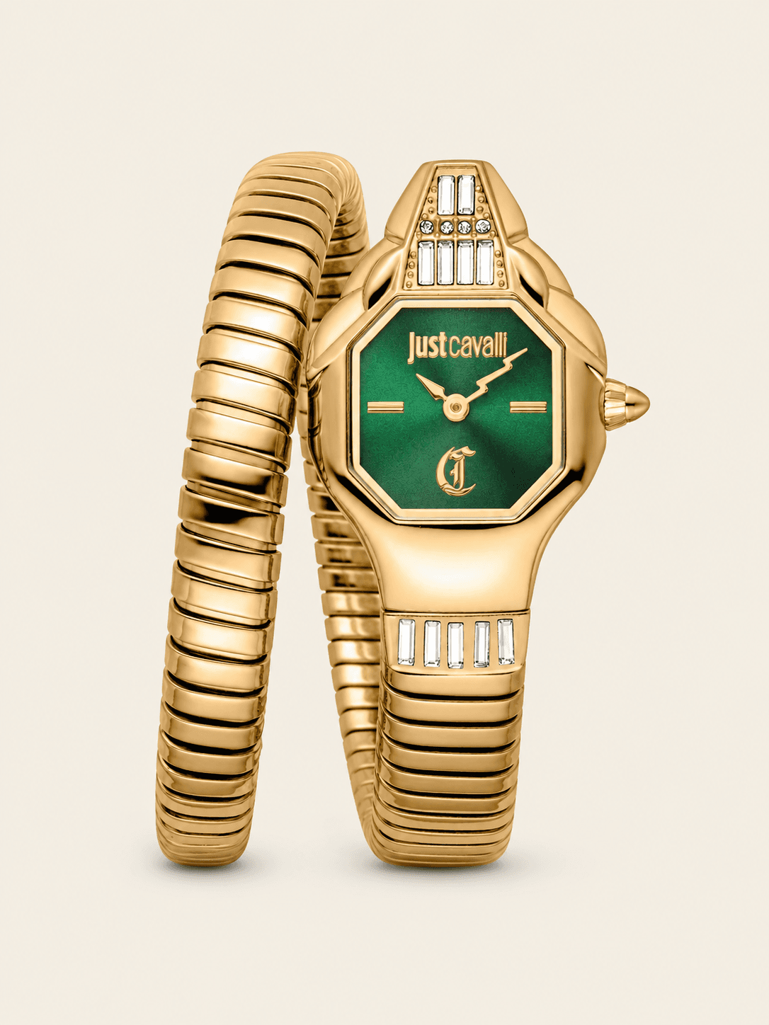 Just Cavalli Brillante Snake JC1L326M0035 Women's Gold & Green Watch