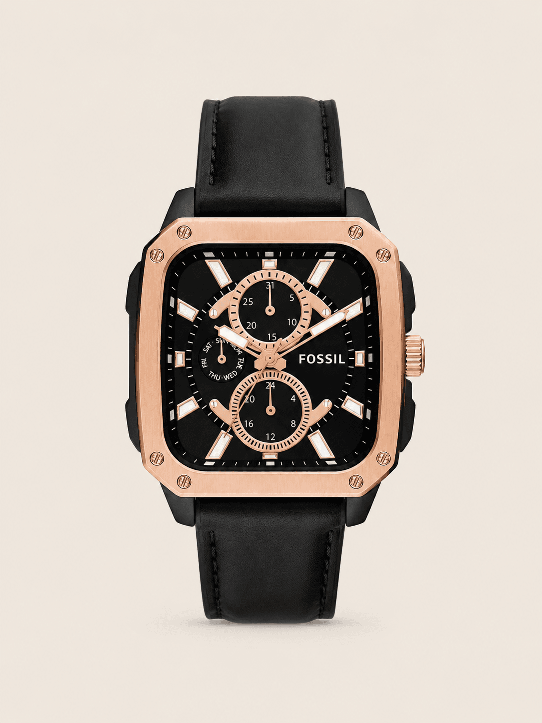 Fossil BQ2654 Men's Black Leather Multifunction Watch