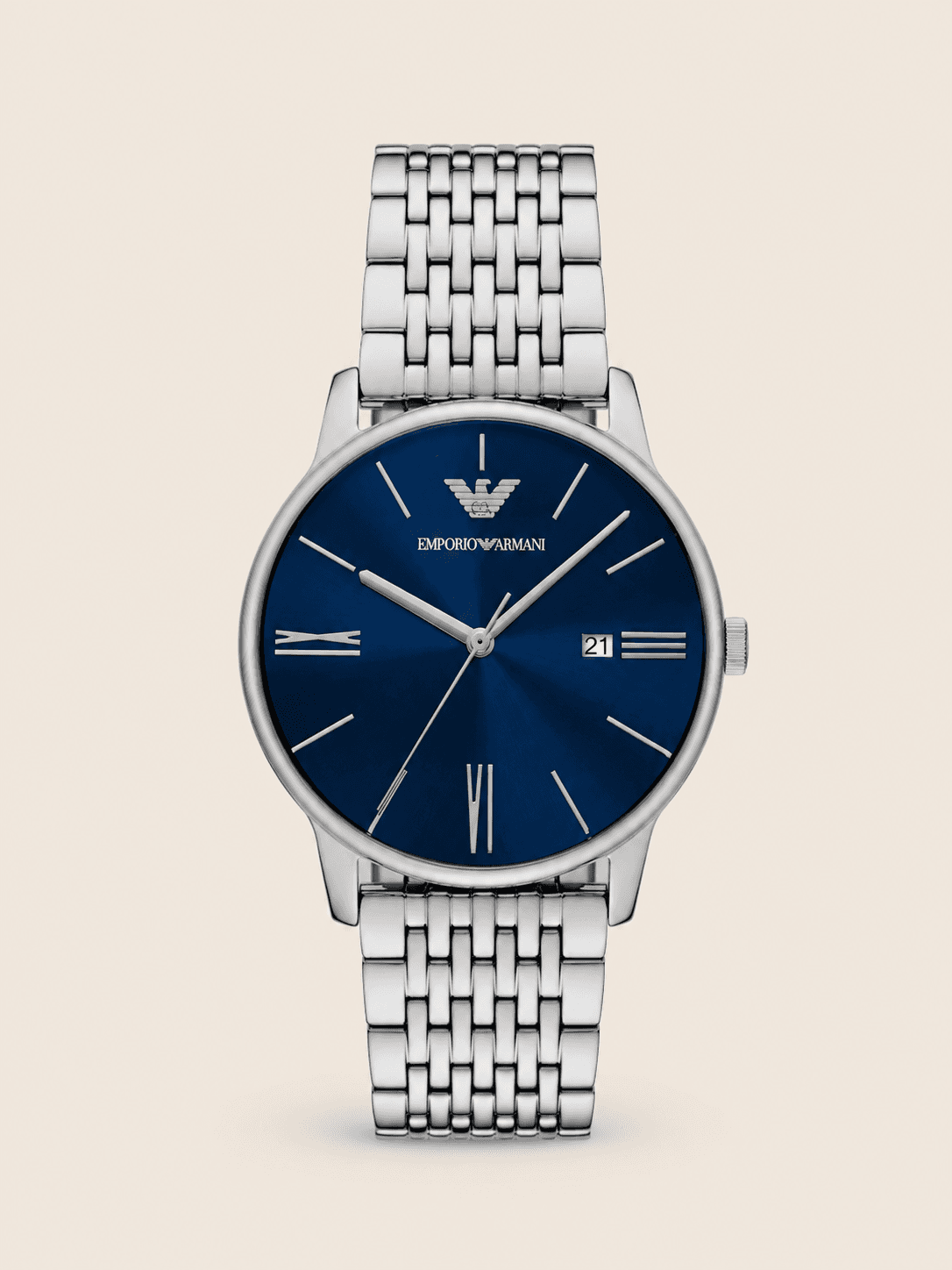 Emporio Armani Three-Hand Date Stainless Steel Watch