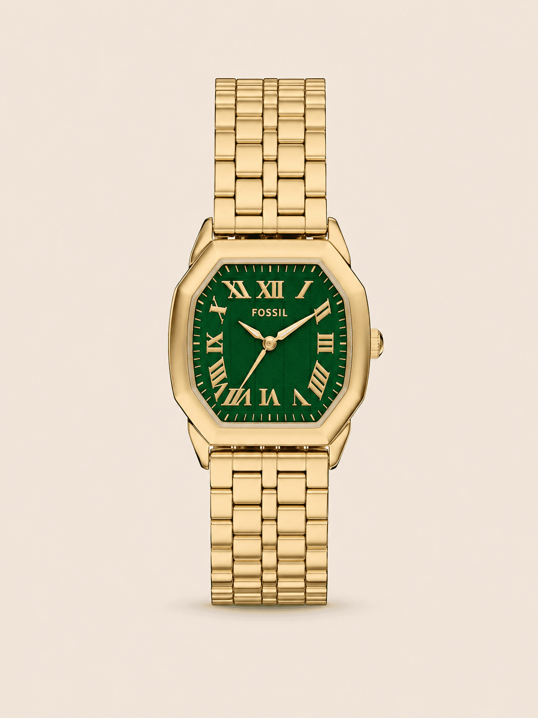 Fossil ES5451 Women's Octagonal Green Dial Gold-Tone Watch