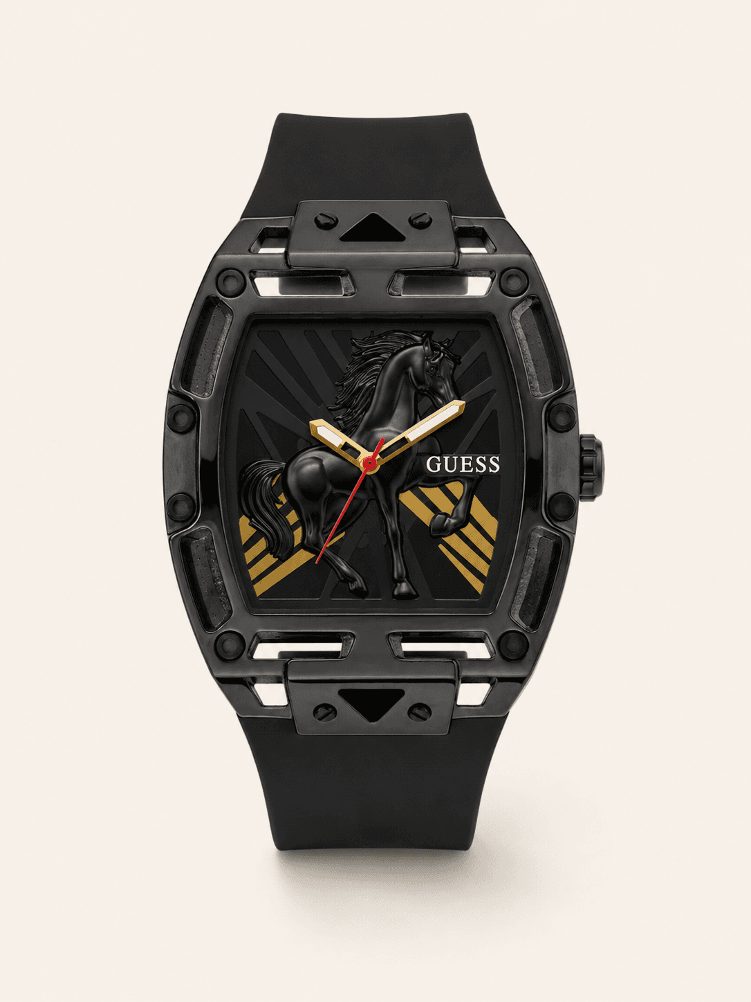 GUESS Men Black Gold-Tone Analog Watch