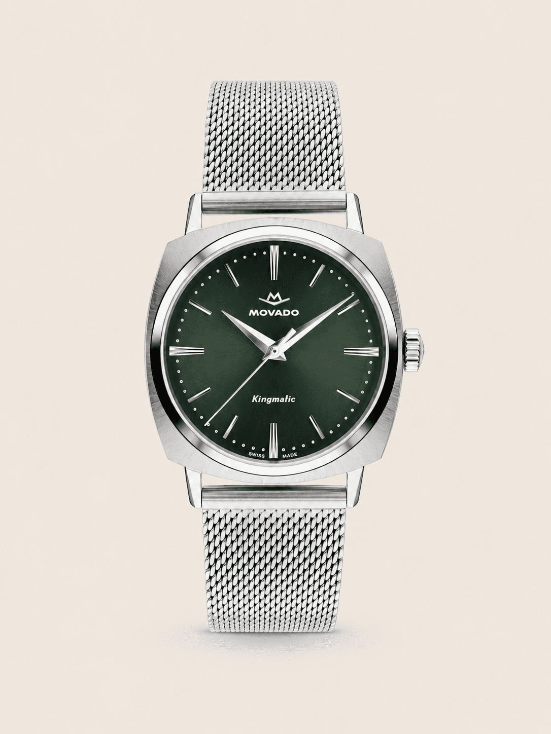 Movado Heritage Kingmatic — Steel Mesh, Green Dial