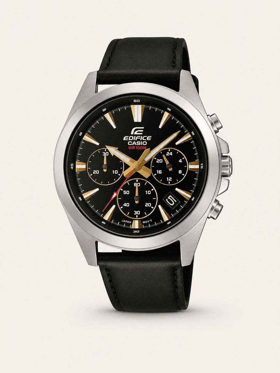 Casio Edifice EFV-630L Men's Black Leather Chronograph Watch